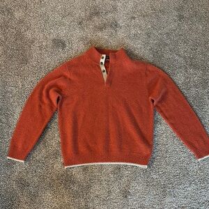 Brooks Brothers Rust Orange Henley Sweater L